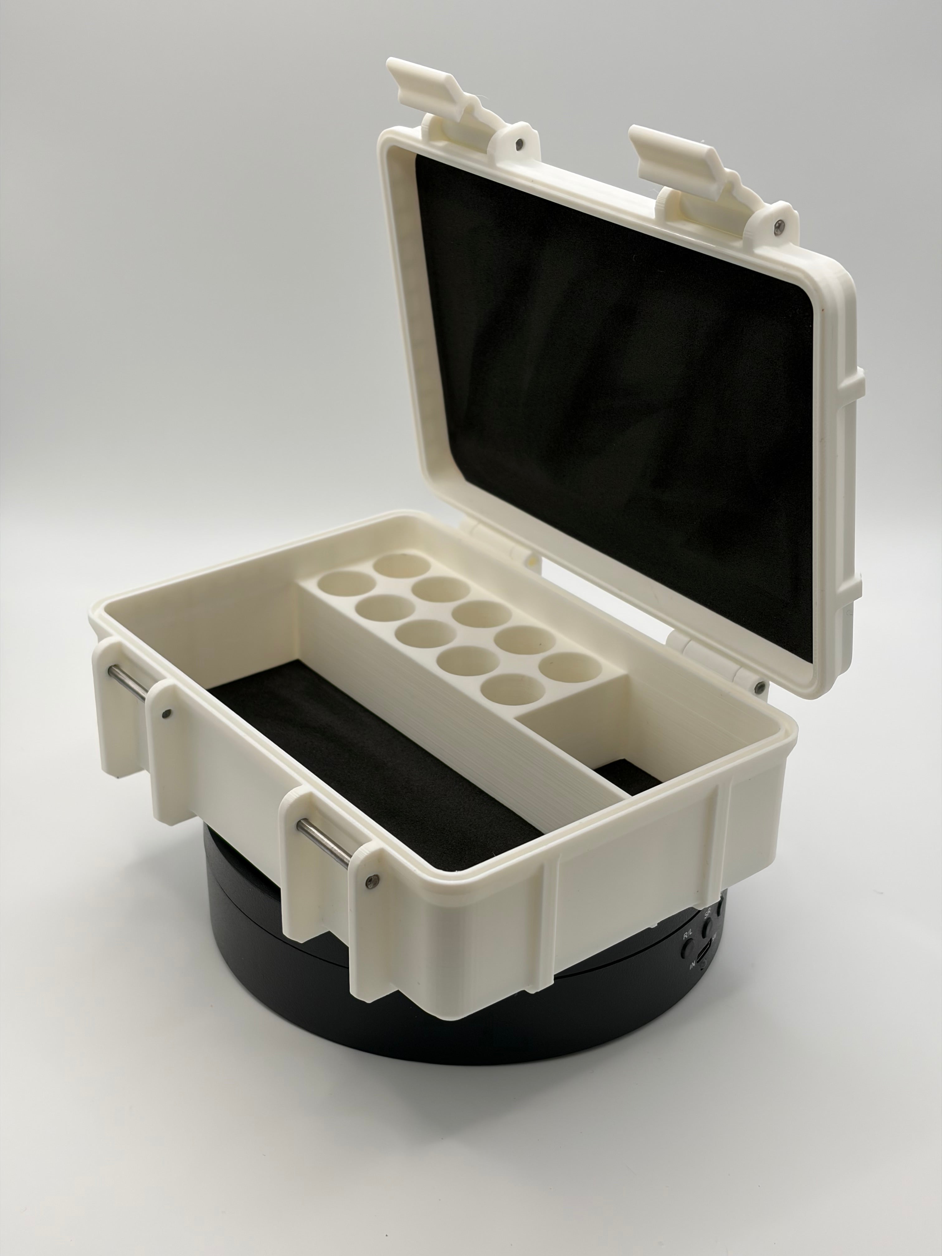 Robin Fit Vial Aufbewahrungsbox mit 10 Fächern für Vials, stabile Kunststoffbox für sichere Lagerung.