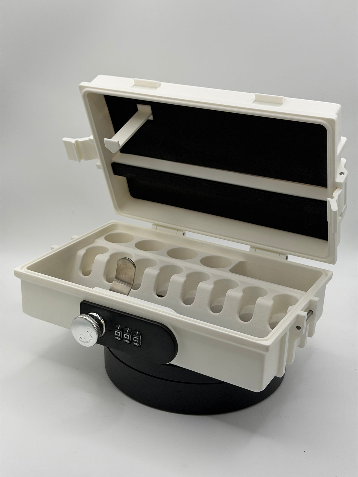 RobinsonFit Vial Box V3.1 Secure mit Zahlenschloss, robuste Aufbewahrungsbox für Vials, silberfarben, stabile Konstruktion