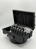 RobinFit Vial Box V3 Secure, robuste Aufbewahrungsbox für Vials, aus langlebigem Material, gut sichtbar auf einem weißen Hintergrund.