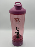 RobinFit elektrischer Shaker, 600 ml, USB-aufladbar, mit transparentem Behälter und schwarzem Deckel, ideal zum Mixen von Getränken