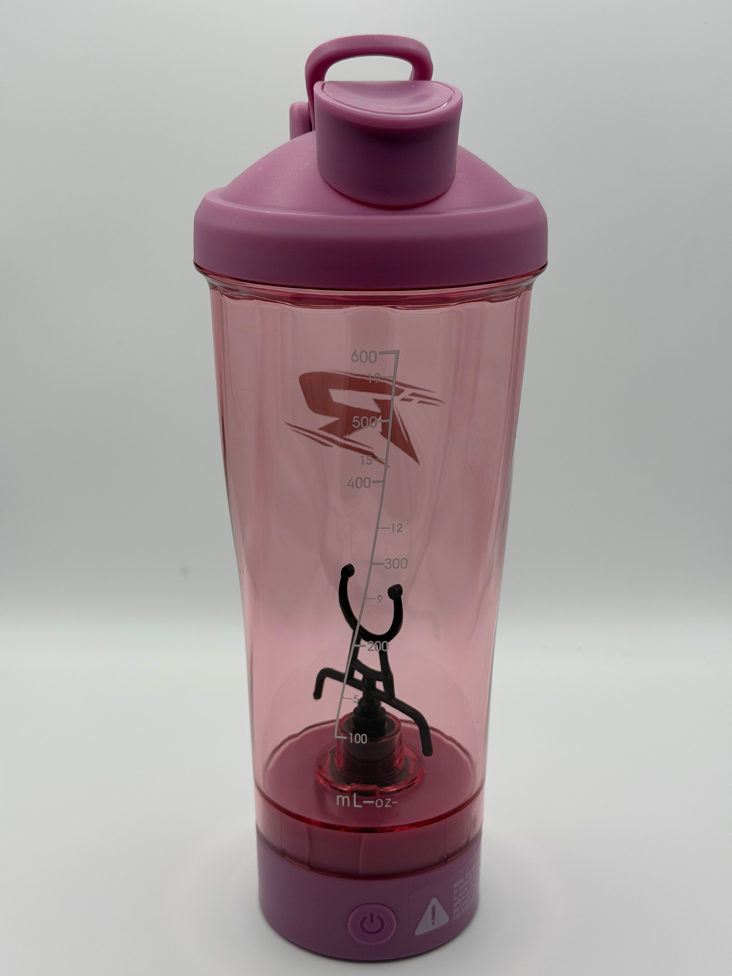 Elektrischer RobinFit Shaker mit 600ml Fassungsvermögen, auslaufsicher und ideal für Proteinshakes und Getränke.