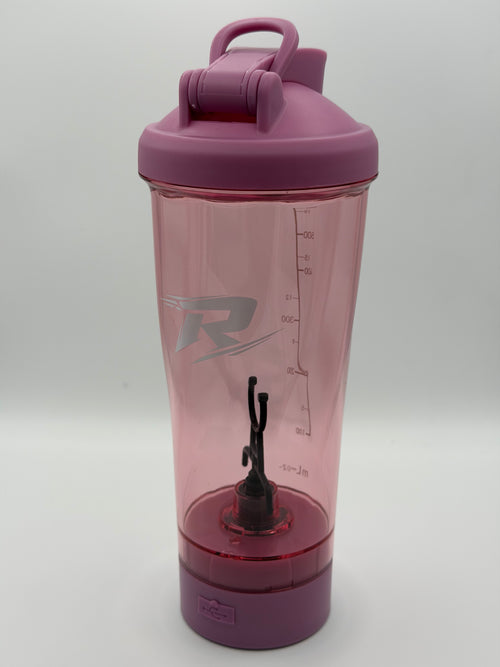 Elektrischer RobinFit Shaker mit 600 ml Fassungsvermögen, aus langlebigem Kunststoff, ideal für Proteinshakes und Getränke unterwegs.