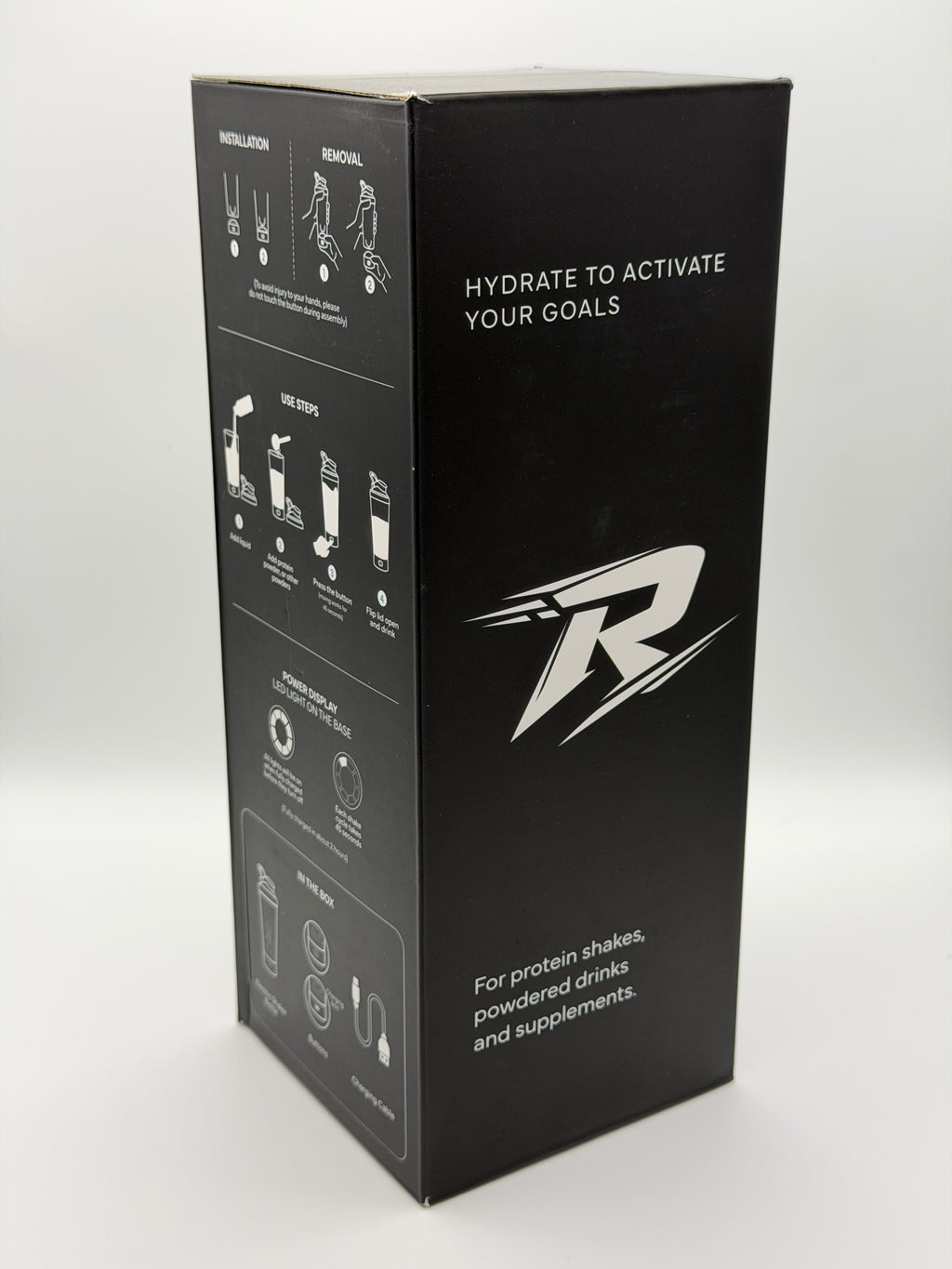 RobinFit elektrischer Shaker mit 600ml Fassungsvermögen, aus hochwertigem Kunststoff, ideal für Proteinshakes und Getränke.